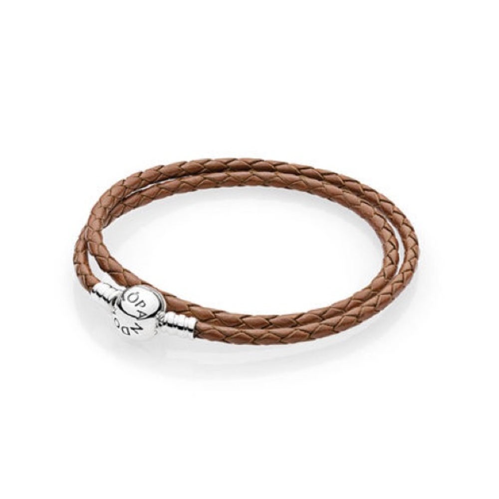 Pandora Brown Braided Double-Leather Bracelet